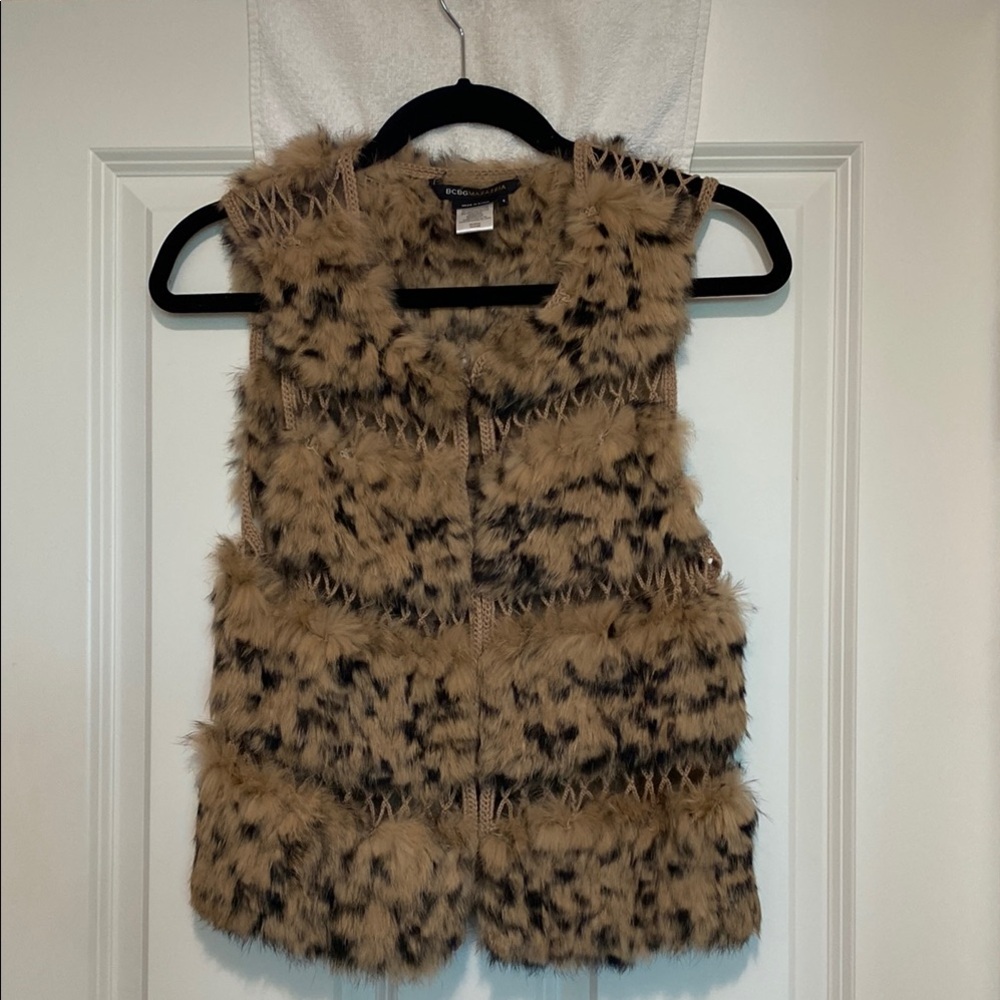 BCBG Faux Fur Vest - Brown